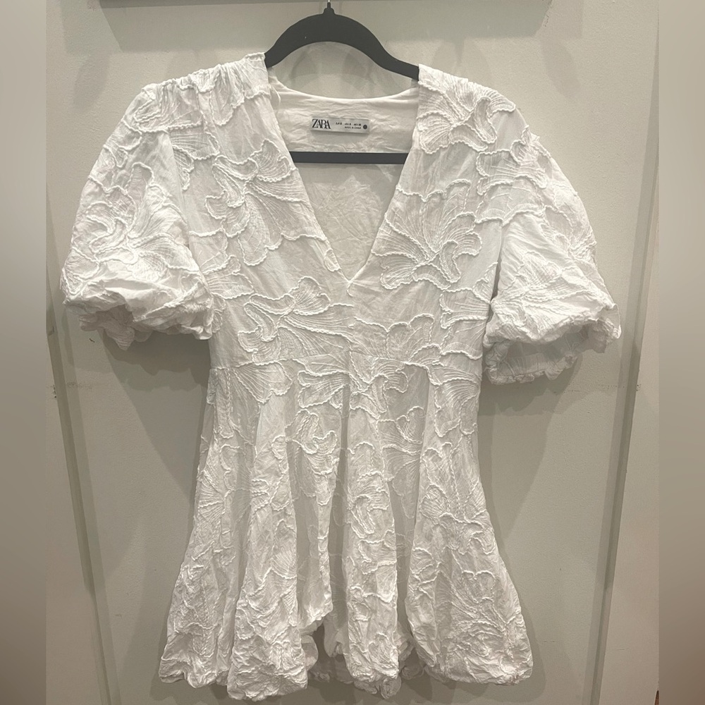 White Zara bubble mini dress